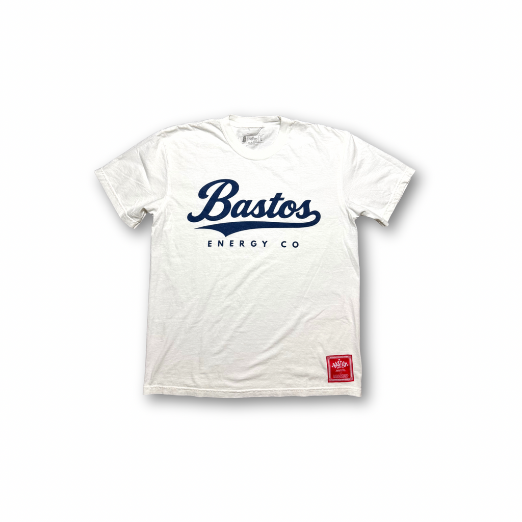 BE Baseball Script Tee (White/Navy)